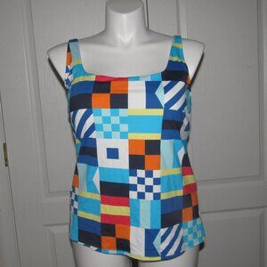 LAND’S END Tankini Multicolor Swim Top Size 16